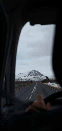Iceland, travel by car Wallpaper 1440x3040