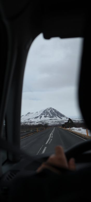 Iceland, travel by car Wallpaper 1440x3200
