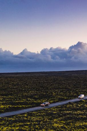 road, clouds Wallpaper 640x960