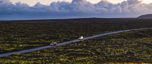 road, clouds Wallpaper 2560x1080