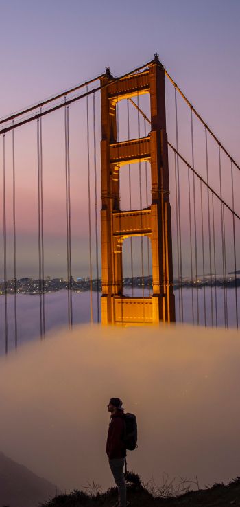 suspension bridge, San Francisco Wallpaper 1080x2280