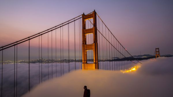 Обои 1600x900 подвесной мост, Сан-Франциско