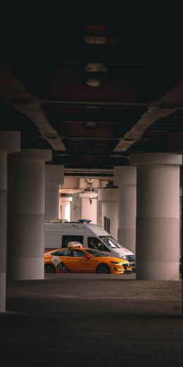 machines, underground parking Wallpaper 720x1440