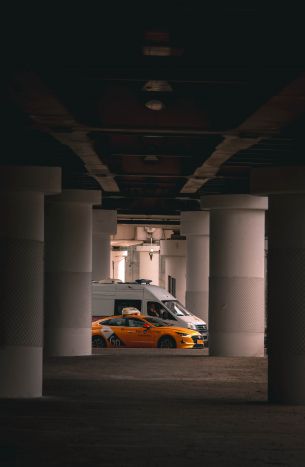 machines, underground parking Wallpaper 3293x5046