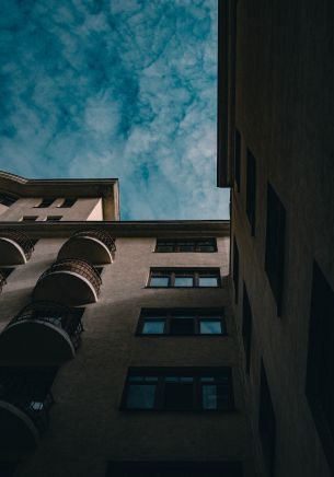 blue sky, house Wallpaper 1668x2388