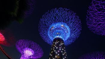 Обои 1920x1080 Сингапур, ночное фото