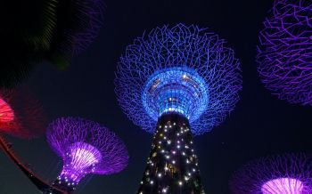 Обои 1920x1200 Сингапур, ночное фото