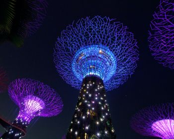 Обои 1280x1024 Сингапур, ночное фото