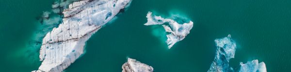 iceberg, photo from above Wallpaper 1590x400