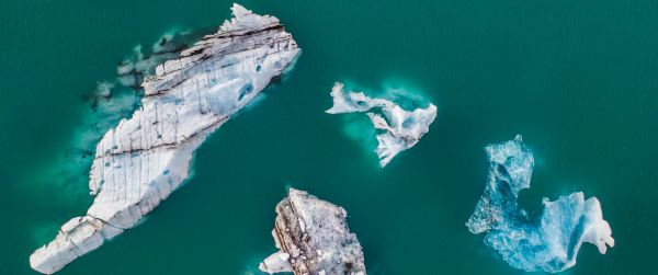 iceberg, photo from above Wallpaper 3440x1440