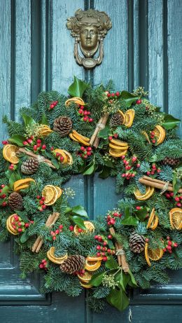 Christmas wreath, decoration, christmas Wallpaper 640x1136