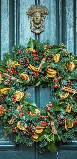 Christmas wreath, decoration, christmas Wallpaper 1080x2220