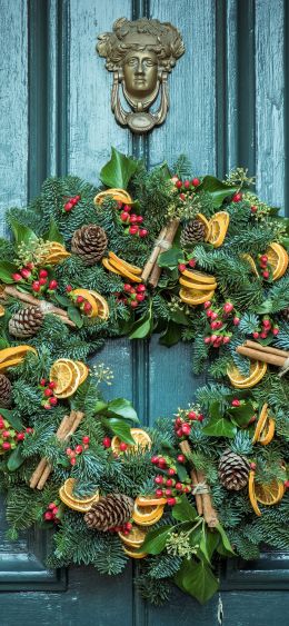 Christmas wreath, decoration, christmas Wallpaper 1080x2340