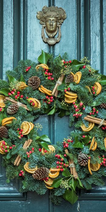 Christmas wreath, decoration, christmas Wallpaper 720x1440