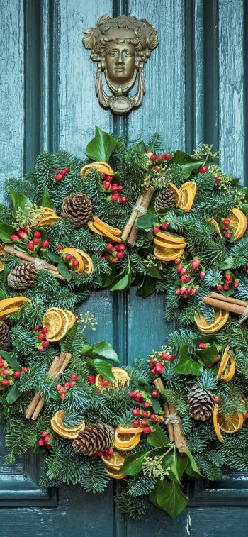 Christmas wreath, decoration, christmas Wallpaper 828x1792