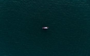 over the sea, boat Wallpaper 2560x1600