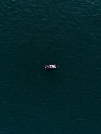 over the sea, boat Wallpaper 1620x2160
