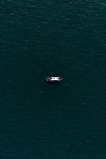 over the sea, boat Wallpaper 640x960
