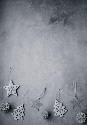 christmas toys, gray, christmas Wallpaper 1668x2388