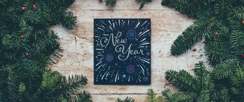 New Year, Christmas tree Wallpaper 2560x1080