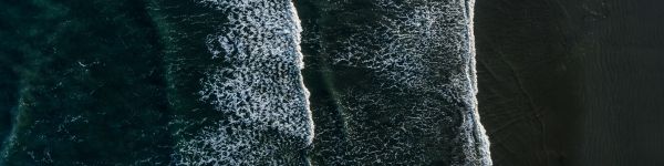 sea coast, waves Wallpaper 1590x400