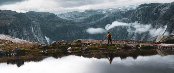 travel, mountain lake Wallpaper 2560x1080