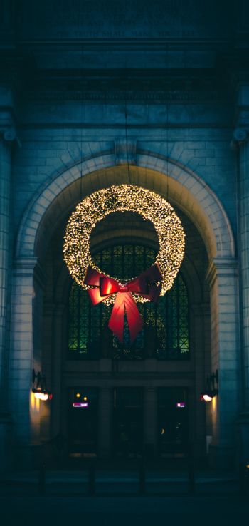 Christmas wreath, decoration, christmas Wallpaper 1080x2280