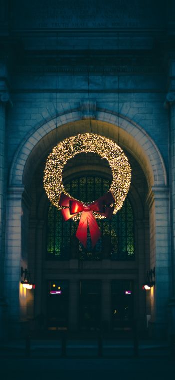 Christmas wreath, decoration, christmas Wallpaper 1080x2340