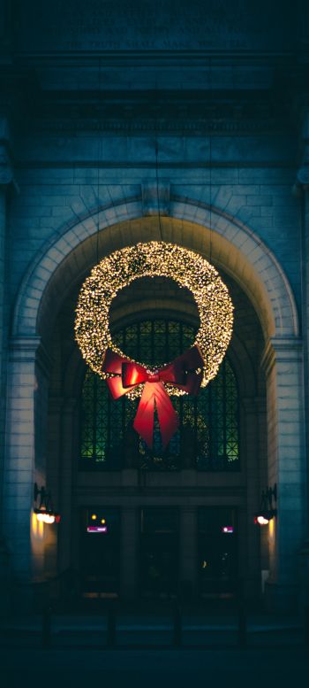 Christmas wreath, decoration, christmas Wallpaper 1440x3200