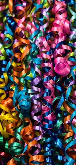 confetti, colorful ribbons Wallpaper 1080x2340
