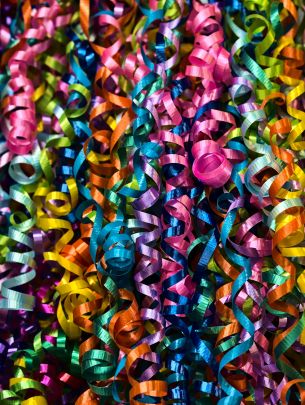 confetti, colorful ribbons Wallpaper 3464x4608