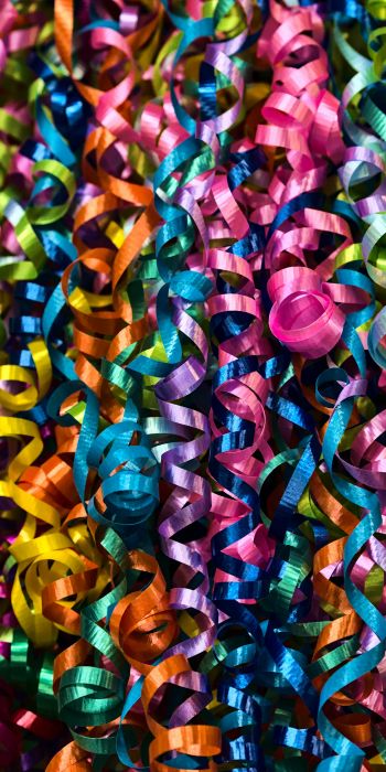 confetti, colorful ribbons Wallpaper 720x1440