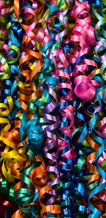 confetti, colorful ribbons Wallpaper 1080x2220