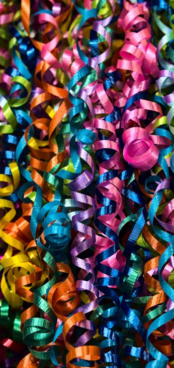 confetti, colorful ribbons Wallpaper 1440x3040