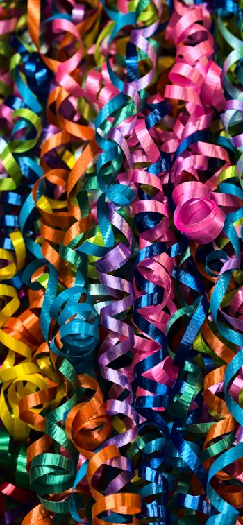 confetti, colorful ribbons Wallpaper 828x1792