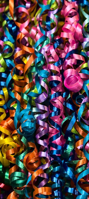 confetti, colorful ribbons Wallpaper 1440x3200