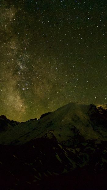 Обои 640x1136 ночное небо, горы