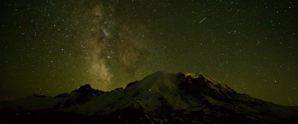 night sky, mountains Wallpaper 3440x1440