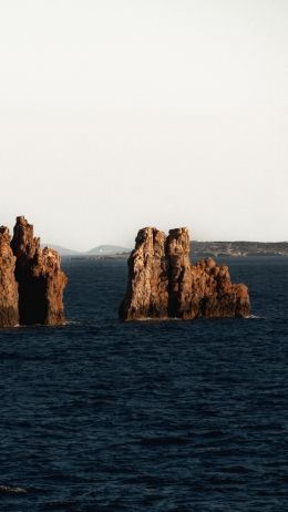 Greece, rocks in the sea Wallpaper 1440x2560