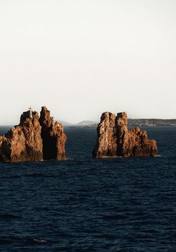 Greece, rocks in the sea Wallpaper 1640x2360
