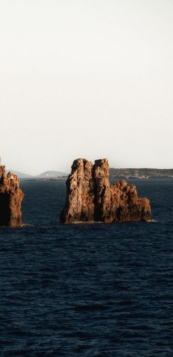 Greece, rocks in the sea Wallpaper 1440x2960