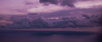 night sea, lilac Wallpaper 3440x1440