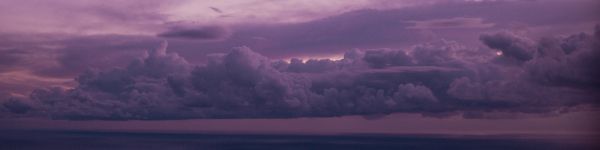 night sea, lilac Wallpaper 1590x400