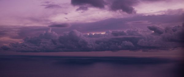 night sea, lilac Wallpaper 3440x1440