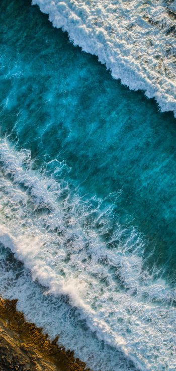 sea, waves, sea foam Wallpaper 1080x2280