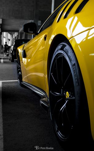 Ferrari F12tdf, sports car, yellow Ferrari Wallpaper 1752x2800