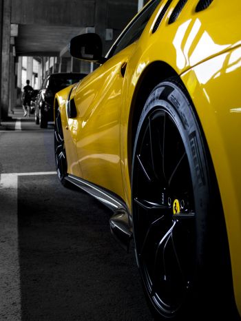 Ferrari F12tdf, sports car, yellow Ferrari Wallpaper 2048x2732