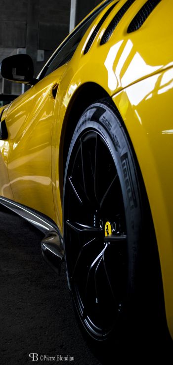 Ferrari F12tdf, sports car, yellow Ferrari Wallpaper 1080x2280