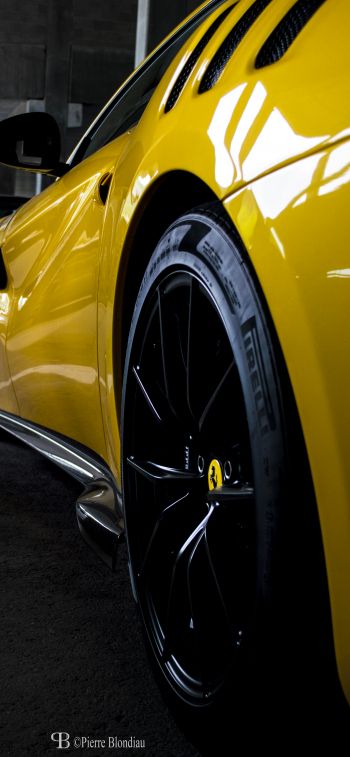 Ferrari F12tdf, sports car, yellow Ferrari Wallpaper 1242x2688