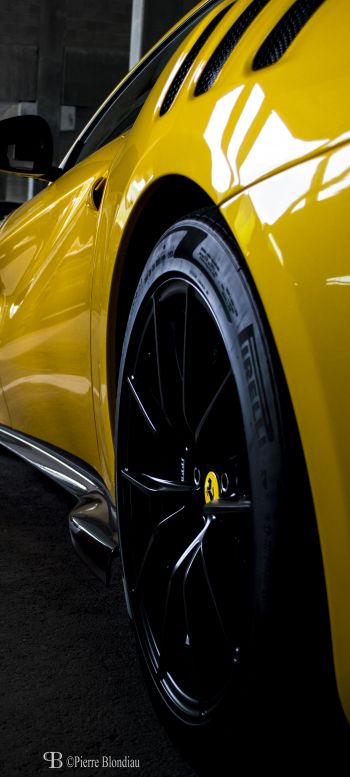 Ferrari F12tdf, sports car, yellow Ferrari Wallpaper 1080x2400
